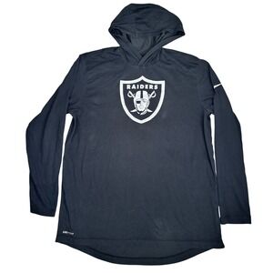 Nike Raiders Hoodie Shirt Mens Large Black Dri-FIT NFL Long Sleeve Tee